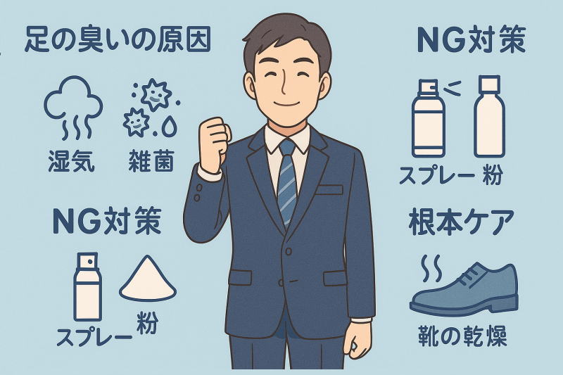 足の臭いが気になる革靴問題｜原因・NG対策・根本ケアをビジネスマン向けに解説！