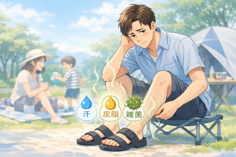 足の臭いが気になるサンダル問題|通気性があっても臭う原因と再発させない対策とは!